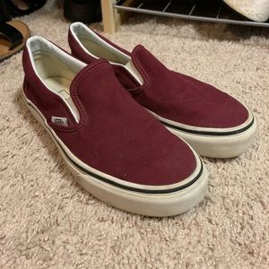 Burgundy slip-on Vans